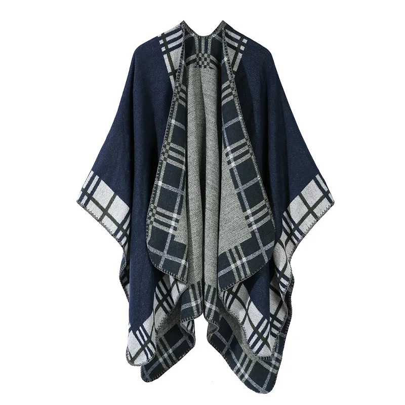 Hot Selling European And American Streets Plaid Geometric Pattern Faux Cashmere Warm Comfortable Women's Scarf Shawl