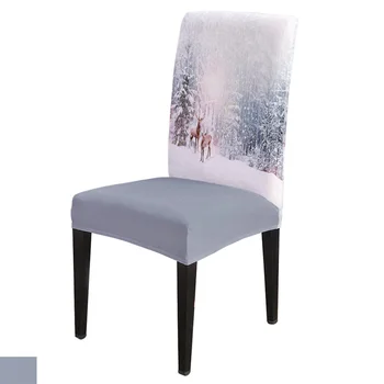 

Snow Winter Christams Love Happy Spandex Elastic Dining Chair Slipcover Removable Kitchen Seat Case Stretch Chair Cover Banquet