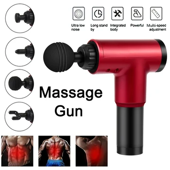 

1 PC Hot Sale 3 Colors 4 Heads 6 Speeds Alloy Vibration Massage GunTherapy Percussion Relaxing Muscle Body Massager Tool