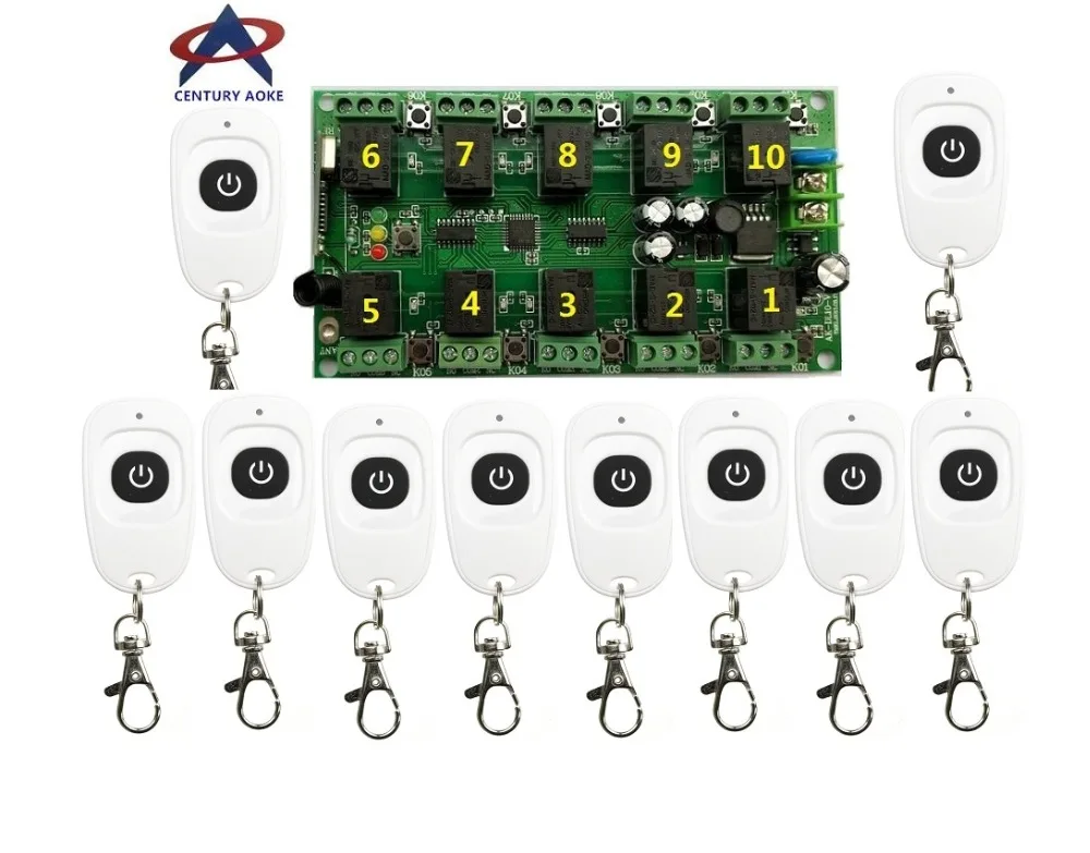 DC12V 10ch rf Беспроводной Дистанционное управление переключатель Системы, 315/433. 92 мГц 10 * передатчик и работать самостоятельно 10ch приемник