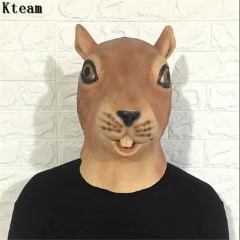 

Hot Sale Cosplay squirrel Head Mask Latex Deluxe Novelty Halloween Costume Party Squirrel Female Tiger Funny Animal Head Mask