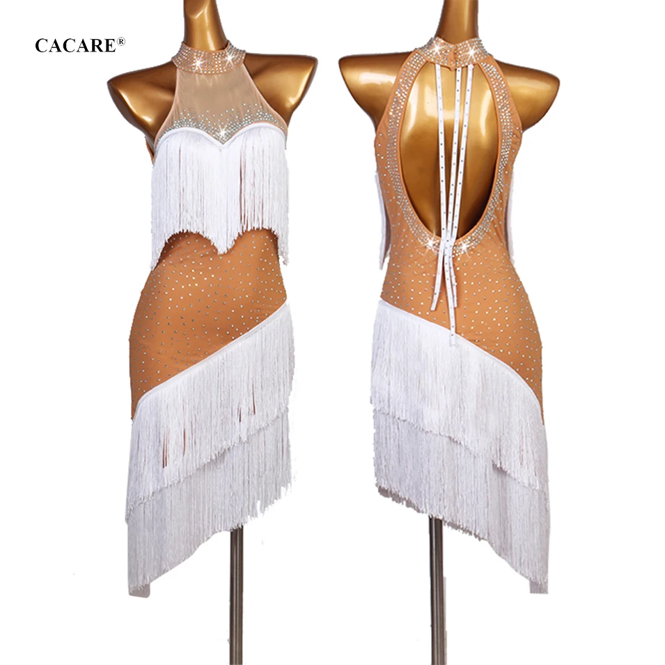 

Latin Dance Dress Women Latina Salsa Latin Dance Competition Party Dresses Costume CHEAP Customize D0887 Tasseled Hem Backless