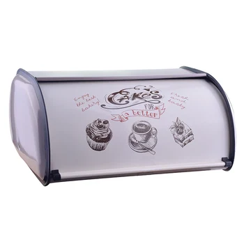 

Creativity Fresh Metal Bread Box Bin Kitchen Storage Containers Home Kitchen with Roll Top Lid FAS6