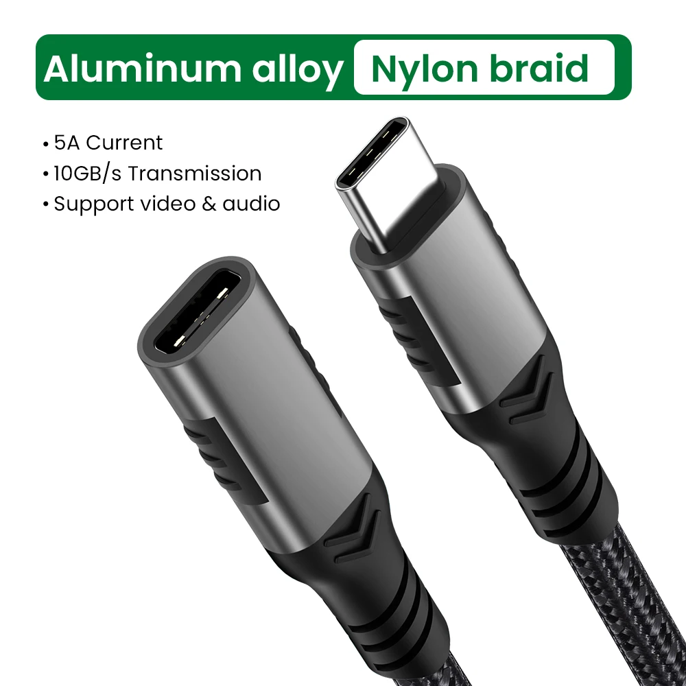 USB C Extension Cable Male to Female Type C USB3.2 Gen2 Full-featured Extender Cord for MacBook Pro Samsung S20 Xiaomi 11 