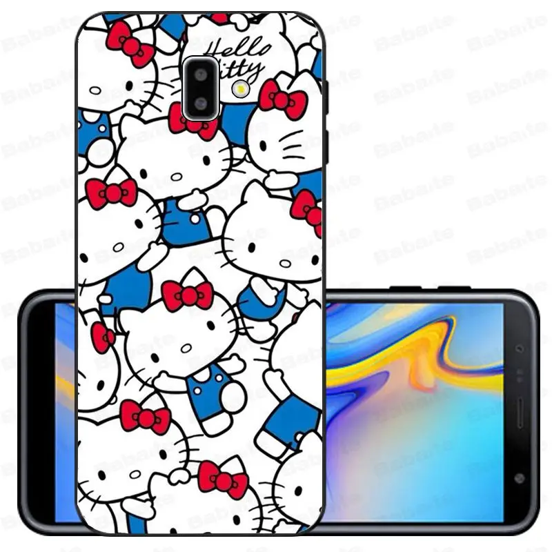 Чехол для galaxy j6 hello kitty Мягкий силиконовый черный чехол для телефона samsung galaxy j6 plus A6 A8 A9 A10 A30 A50 мобильные телефоны