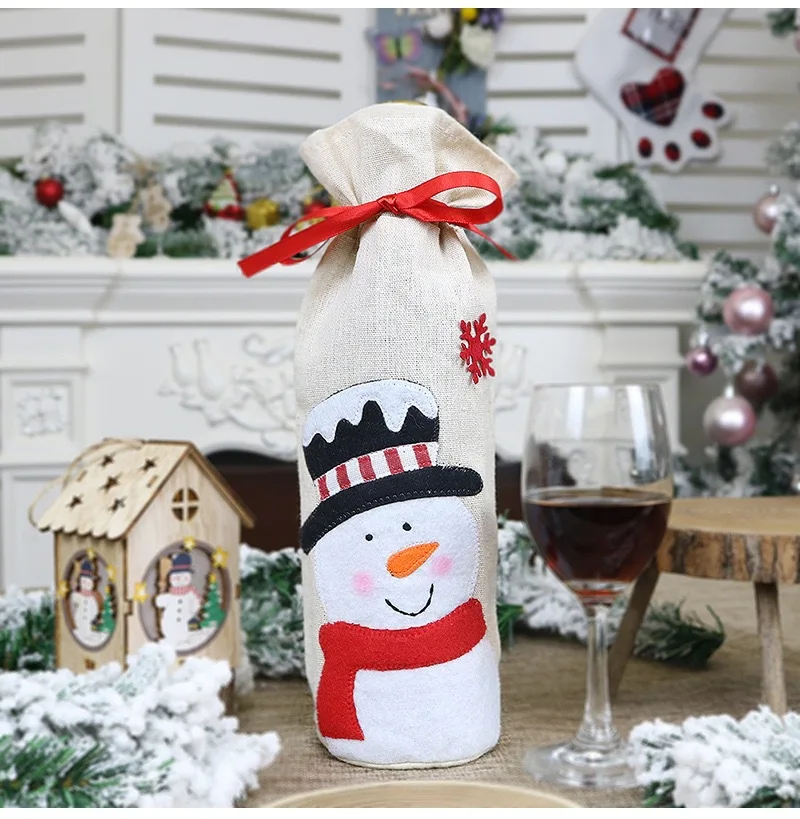 Крышка для бутылки с красным вином Санта Клаус Снеговик пакет для красного вина посуда новые рождественские принадлежности рождественские украшения для дома аксессуары