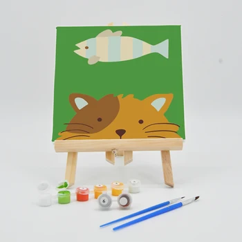 

Digital Oil Painting By Numbers 20×20cm With Frame On Canvas For Kid DIY Cartoon Cat Picture Acrylic Paint Art Children Coloring