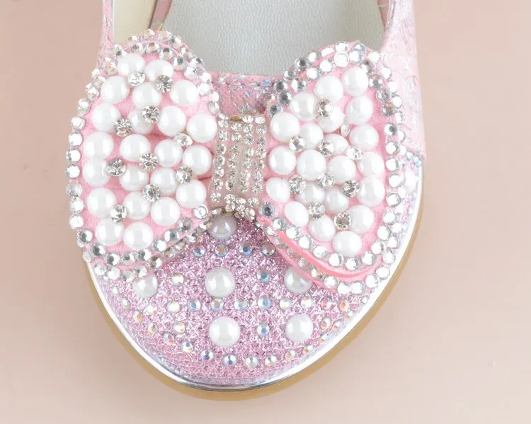 Girl Fashion High Heel Princess Bow Leather Shoes Big Kids Dress Wedding Dance Children School Shoes 4 5 6 7 8 9 10 11 12 Years