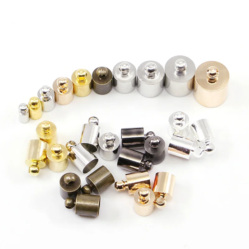 

50pcs 3-10mm Tassel Leather Cord End Crimp Caps Beads End Tip Cap For DIY Necklace Jewelry Making Findings Accessories Wholesale