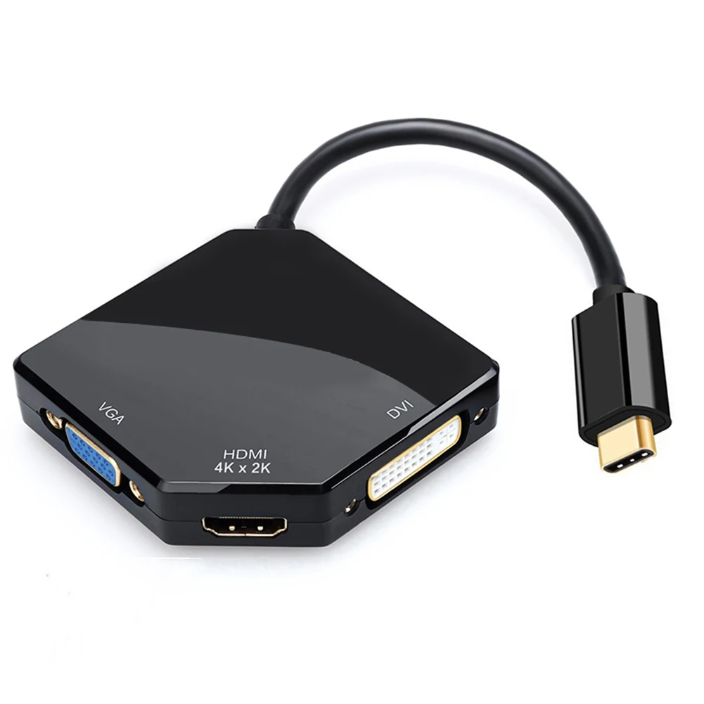 USB-C к HDMI VGA DVI многопортовый адаптер Тип-C HDMI 4K 3 в 1 Многофункциональный кабель конвертер AS99