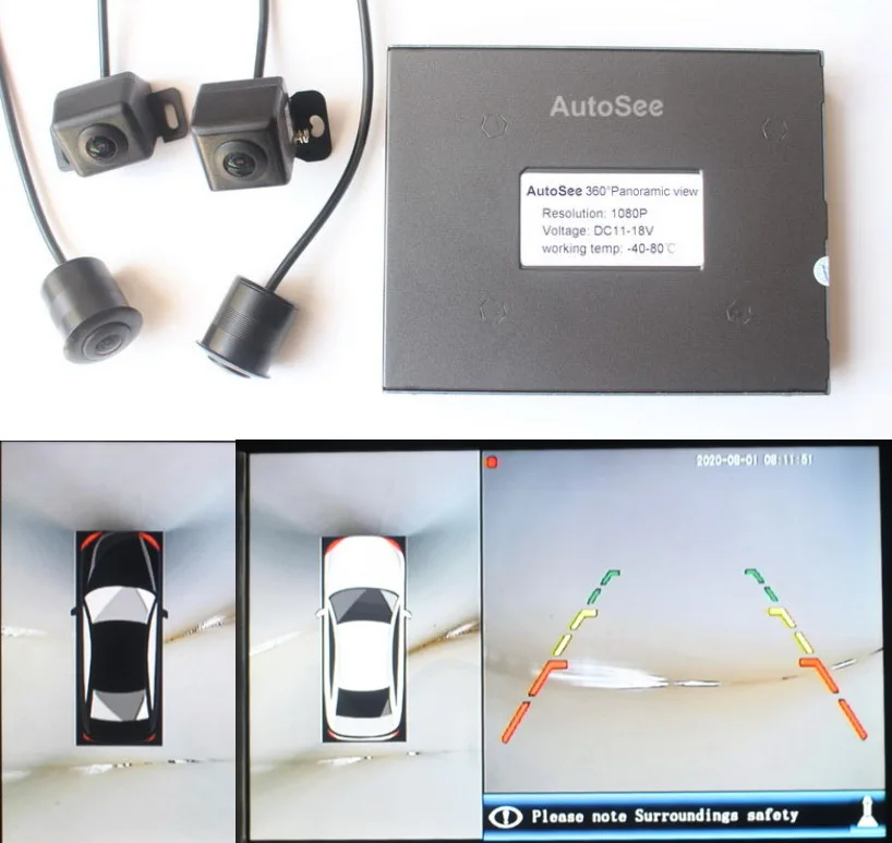 AutoSee Автомобильная 360 градусов камера BSM слепое пятно мониторинга 4 пути DVR видео