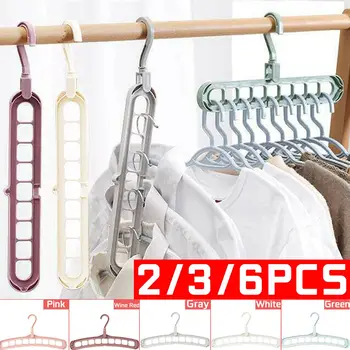 

2/3/6PCS 9 hole Space Saving Hanger 360 Rotating Magic Hanger Multifunction Folding Magic Hanger Wardrobe Drying Clothes Storage