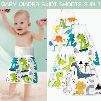 Pantalones cortos de falda de pañal reutilizable para bebés, cómodos, impermeables, 2 en 1, falda de entrenamiento para niños y niñas