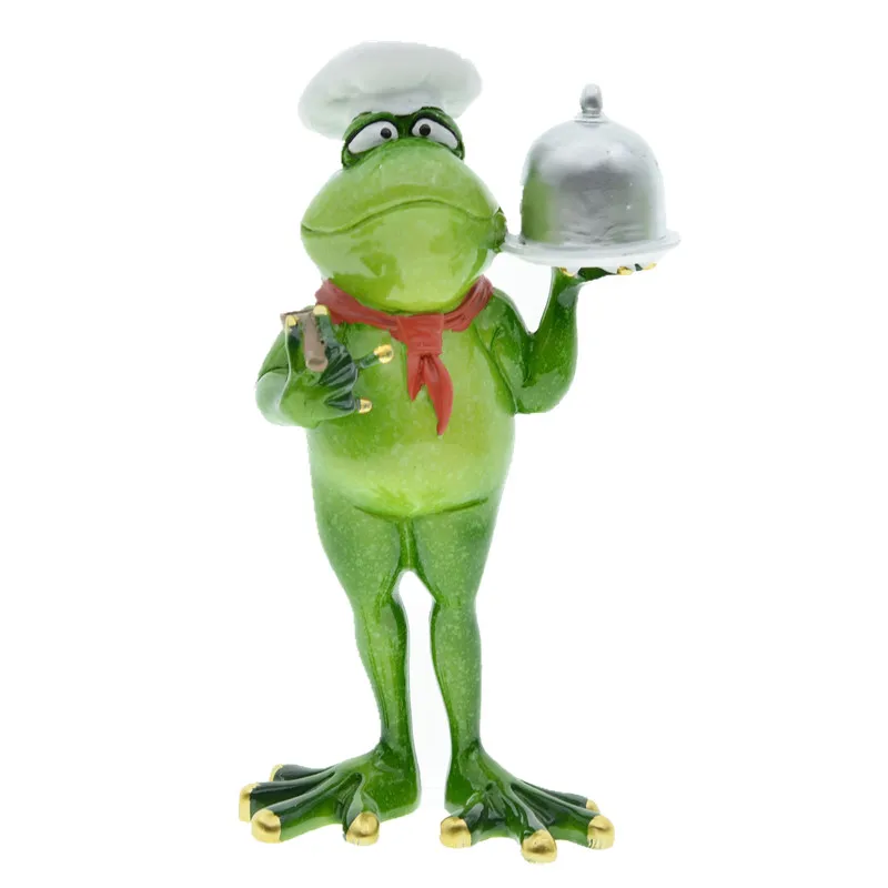 MYBLUE Decoration Crafts Resin Animal Frog Chef Photographer Nurse Cowboy Plane Captain Figurines Home Room Garden Decoration