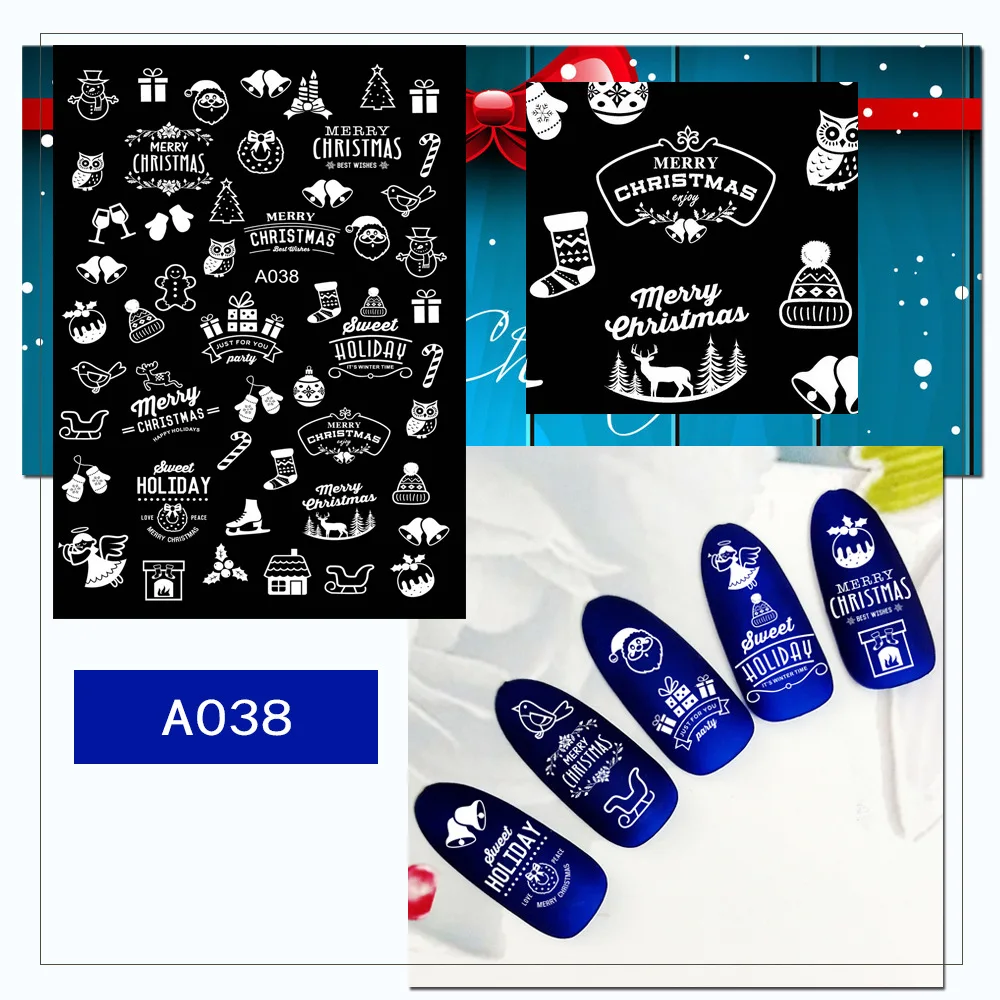Merry Christmas Nail Art наклейки украшения самоклеющиеся исскуство ногати Стикеры s