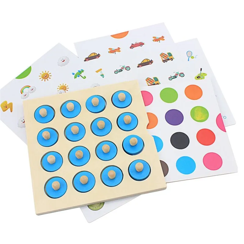 

Kids Wooden Puzzle Toy Memory Match Chess Game Blue Memory Chess Children Early Educational Family Party Table Game for Children