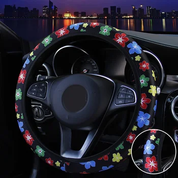 

1pc Steering Cover 38CM Car Cute Flower Printed Wheel Interior Accessories