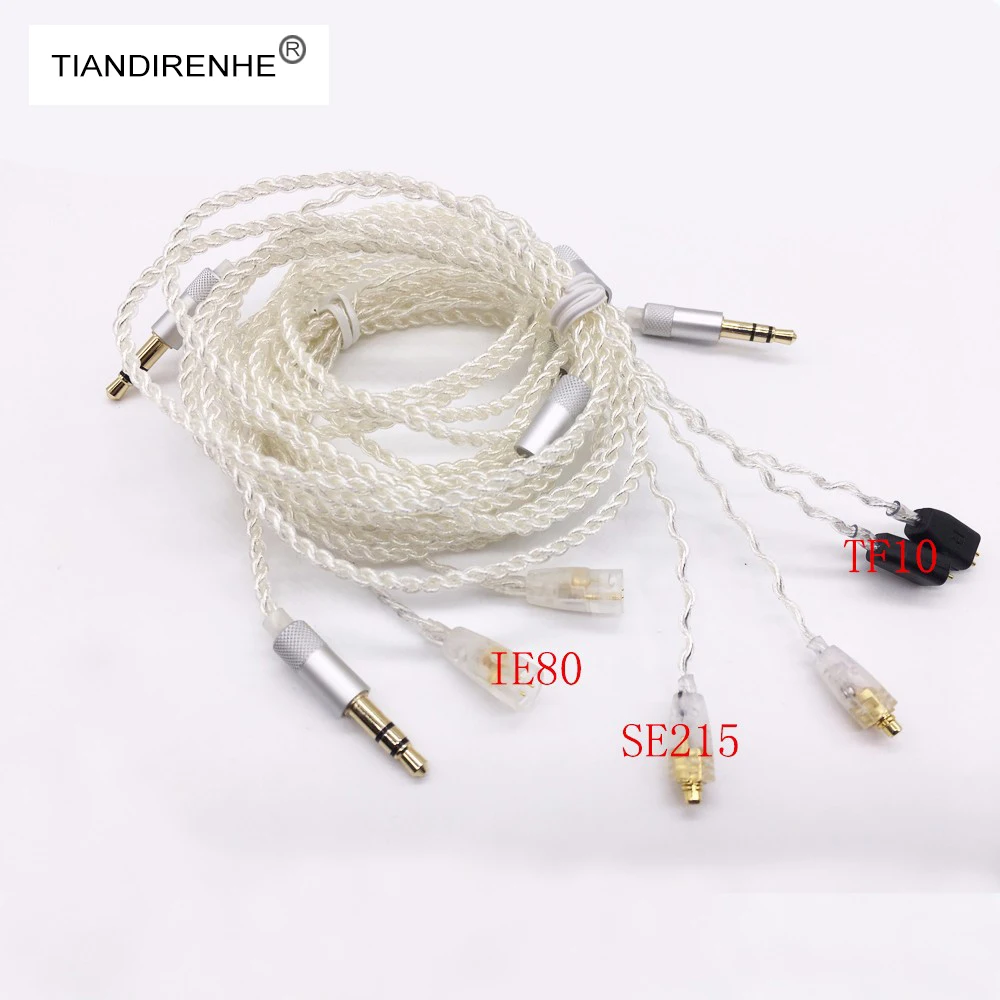 MMCX Cables for Shure SE215 SE535 UE TF10 For Sennheiser IE8 IE80 16 Shares 5N Silver Plated Earphone Headset HIFI Wire Line
