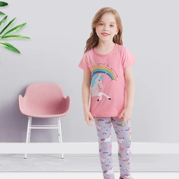 

Girls Set 2 Pcs Little Girls Unicorn T-shirt and Unicorn Pants Leggings for Girls Clothes 3-8T Casual Wear Children Clothing