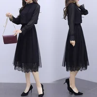 French Style Design Chic Black Dress Spring and Autumn Fashionable High-End Light Mature Woman Dress 1