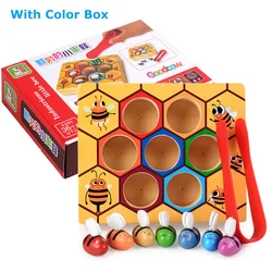Jouets éducatifs Montessori en bois pour enfants, jeu de ruche à Clip, apprentissage précoce 