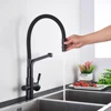 POIQIHY Pure Water Filter Kitchen Faucet Pull Down Filtered Faucets Black Brass Crane Dual Handle Spout Hot Cold Mixer Tap ► Photo 2/6