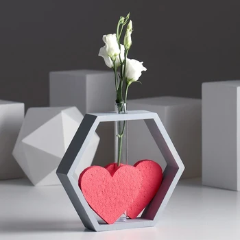 

Frame-vase for Flowers "2 Hearts", color gray, 22x4x22 cm