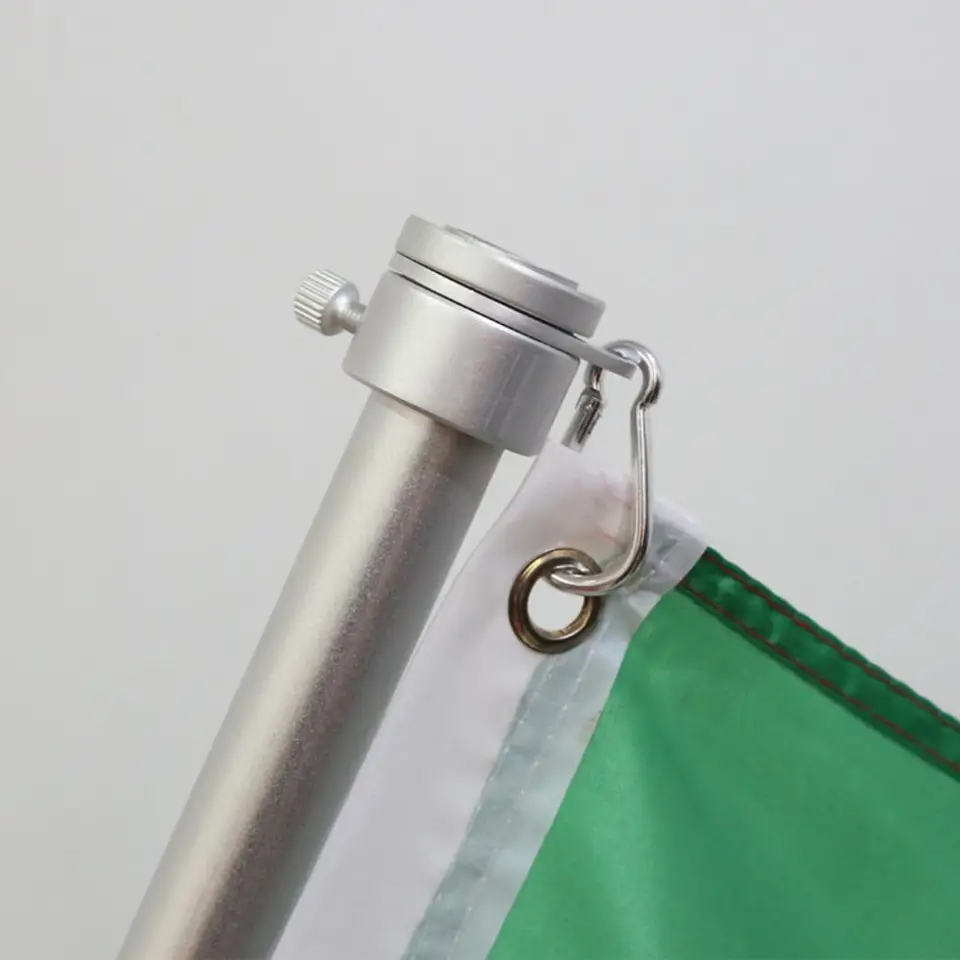 Adjustable Aluminum Flagpole Rings Set with Fixed Hooks