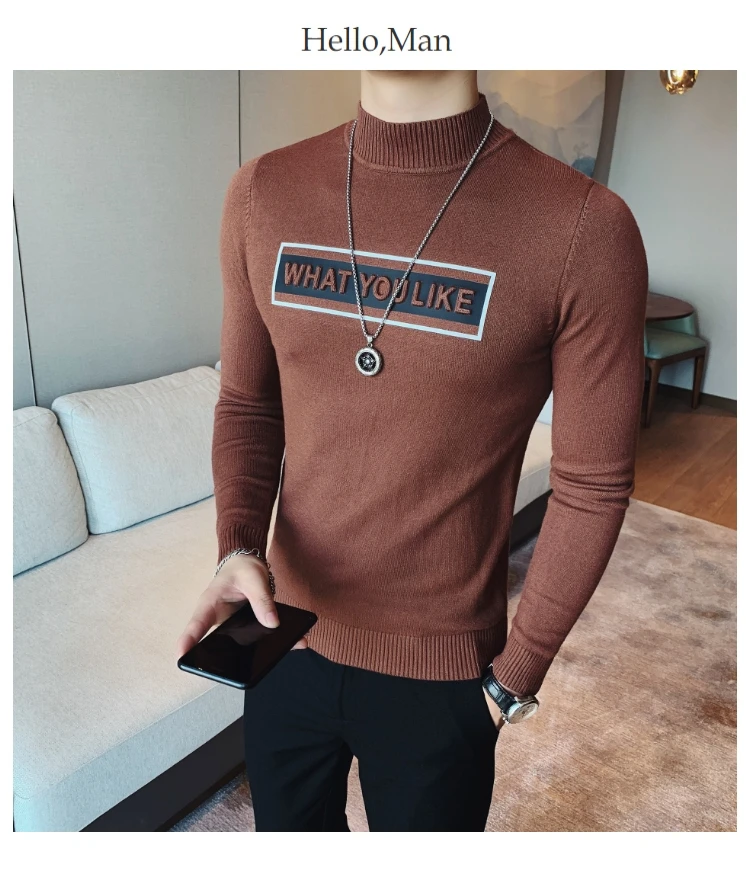 Высокое качество Pull Homme модные уличные свитера мужские универсальные повседневные водолазки с тиснением и надписью мужские пуловеры 3XL-M