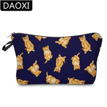 DAOXI 3D печать желтый кот косметички вместительная сумка для макияжа подарок DX51464