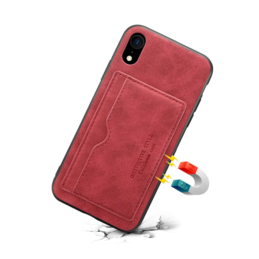 Модный чехол из коровьей кожи с держателем для карт для iPhone XR XS Max, задняя крышка, Магнитный кошелек, ретро-чехол для iPhone 6 6s 7 8 Plus X