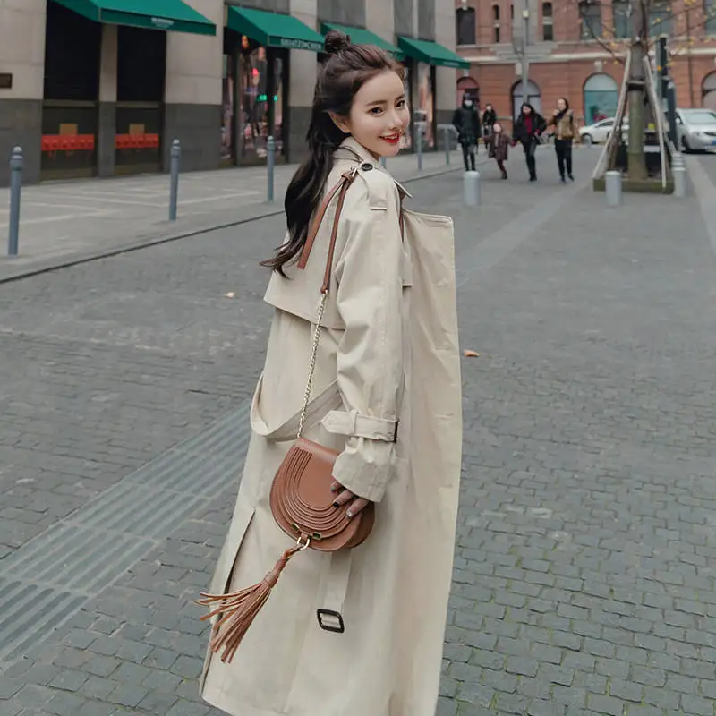 

Spring Autumn Women Long Windbreaker 2019 New Casual Double Breasted Women Trench Coat Casual Jacket Outerwear