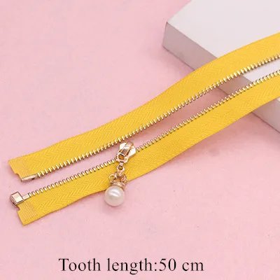 2pcs 3# 50/55/65/70/75cm Open-end Auto Lock Metal Copper Zipper for Sewing Bag Clothes Coat Zippers Garment Zippers Accessories - Color: 30