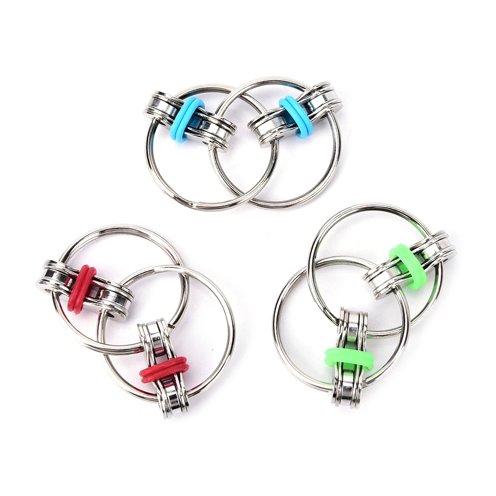 Autism ADHD Anti Stress Adult Toys Key Ring Hand Spinner Decompression Bearing Tri-Spinner EDC Toy Metal For Adult and Children