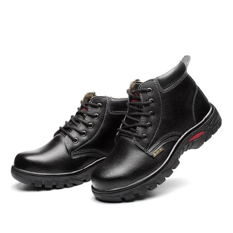 

Winter Safety Boots Men's Indestructible Steel Head Cap Puncture-resistant Outdoor Black Construction Work Shoes Protect Feet