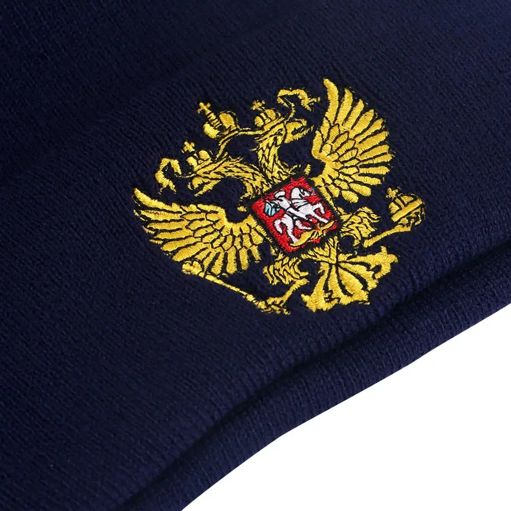 Мужская зимняя крутая шапка с эмблемой России, шапка с помпоном, женские шапочки, осенняя теплая тонкая детская вязаная шапка Skullies для спорта на открытом воздухе