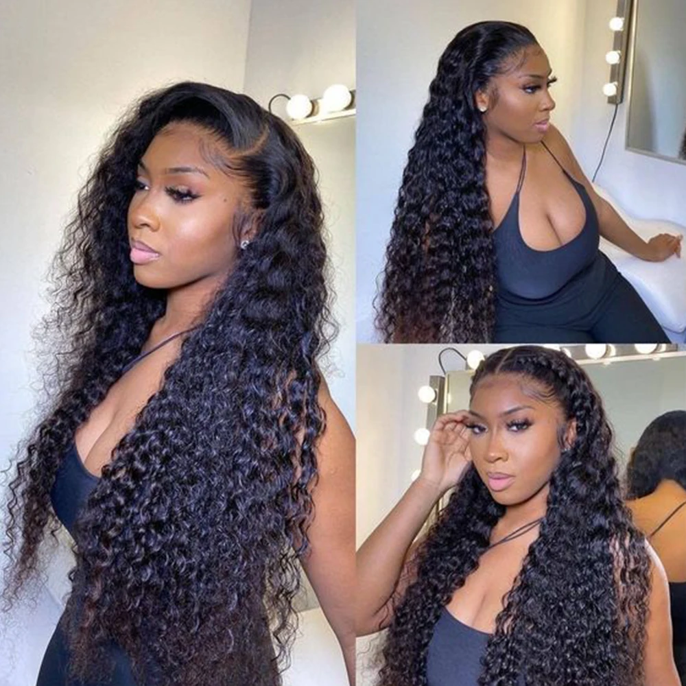 Deep Wave Frontal Wig 4x4 Lace Closure Wig Human Hair Closure 4x4 Deep