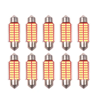 

NHAUTP 10Pcs c5w Led Canbus Bulbs 31mm 36mm 39mm 42mm Festoon Reading Lights White 4014 SMD Auto Interior Doom Trunk Lamp 12V