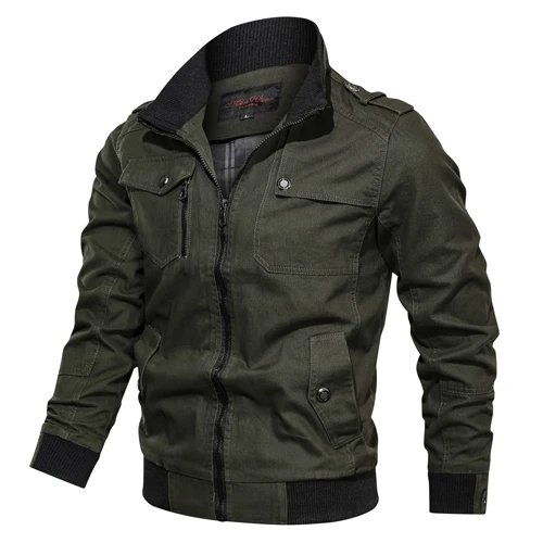Осенне-Весенняя хлопковая куртка в стиле милитари для мужчин, пальто для солдат MA1, армейские куртки для мужчин, Брендовые мужские куртки-бомберы для пилота на открытом воздухе - Цвет: Армейский зеленый