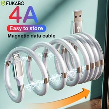 Magnetische Seil Schnelle Lade Daten Sync Kabel 4A USB Kabel Für Micro Typ C Ladegerät Für iPhone Xiaomi Huawei Samsung USB Daten Linie