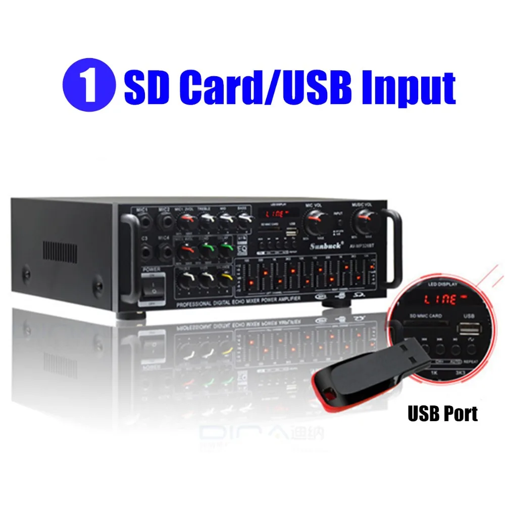Sunbuck 5.0 bluetooth 2000w 110v 220v amplificador