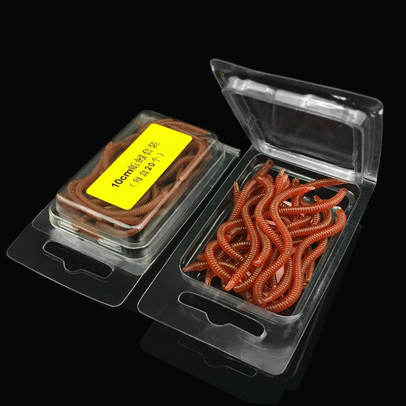 20Pcs Simulation Earthworm Red Fishing Worms Artificial Fishing Worms Fishy  Smell Lures Soft Bait 8cm 10cm Fishing Tackle