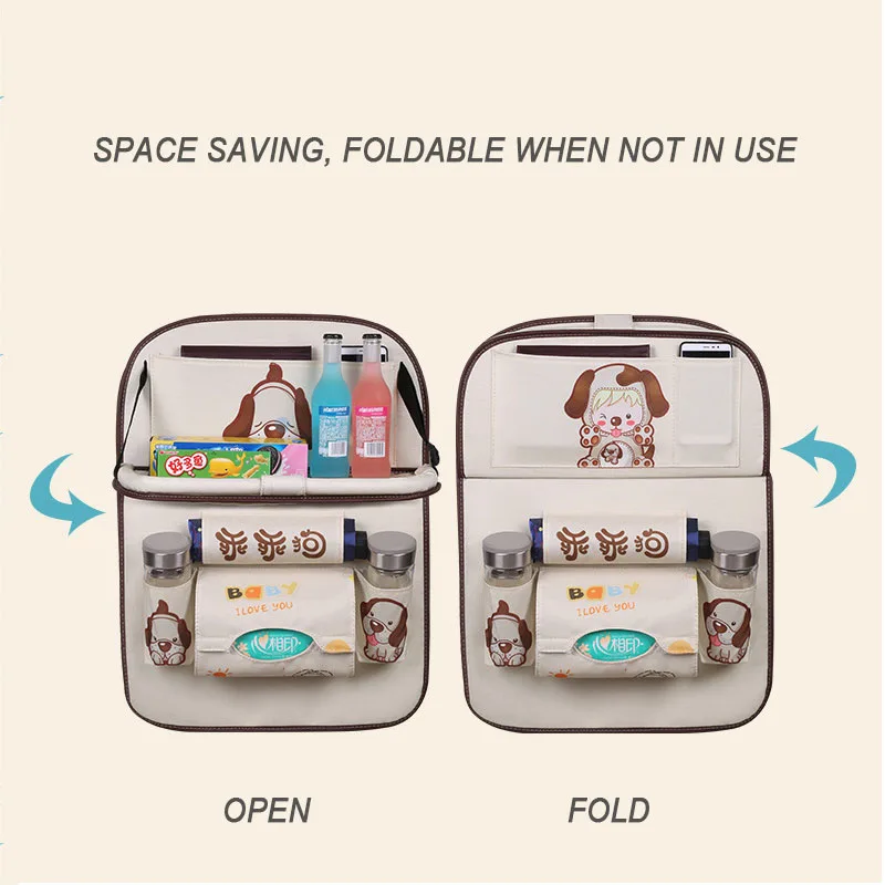 Cartoon Multi-Pocket Car Seat Back Hanging Organizer Universal Auto Pad Cup Storage Holder Bag Car-styling Protector Accessories