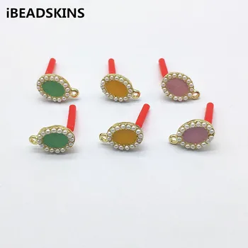

New arrival!15x10mm100pc Enamel/Imitation pearl Earrings Stud for Earrings parts,hand Made Earrings Jewelry Findings Jewelry DIY