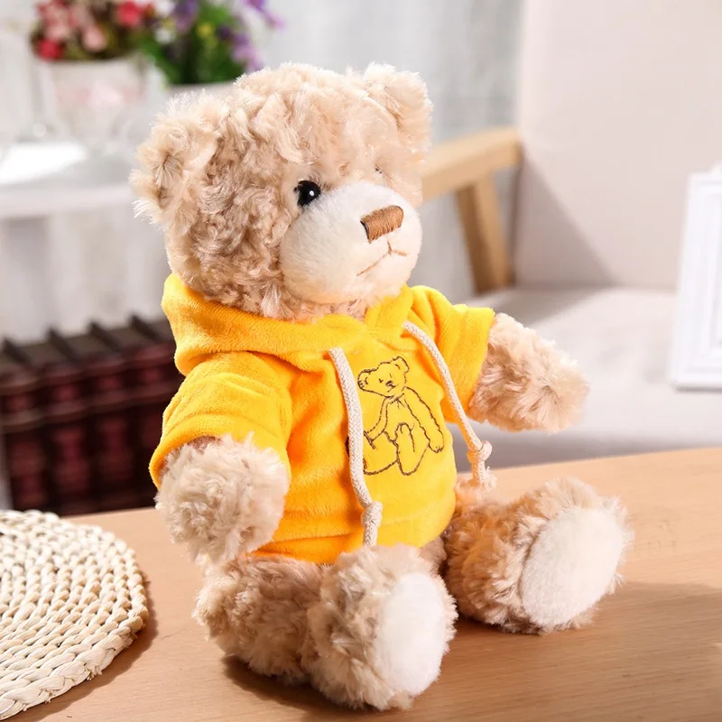 Yellow Clothes 25cm Cute Teddy Bear Cartoon Animal Dressed Bear Baby Sleeping Girls Best Doll Kid Toy - Цвет: Yellow Clothes