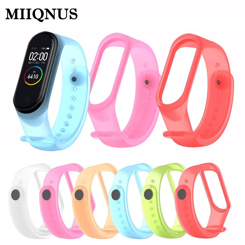 Браслет mi IQNUS для xiaomi mi Band 3 4 спортивный ремешок для часов прозрачный силиконовый ремешок для xiaomi mi band 3 4 браслет mi band 4 3