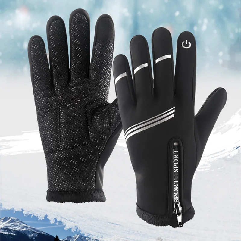 Windproof Riding Touch Screen Slip Waterproof Full Finger Unisex Gloves Sport Cycling Gloves Winter Warm Gloves Outdoor NEW
