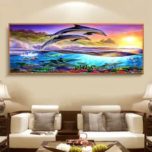 

New 5D Diamond Painting Dolphin AB Drill Diamont Embroidery Animal 3D Full Square/Round Cross Stitch Large Size Mosaic Landscape