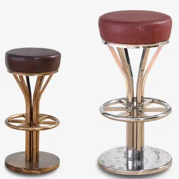 

Retro Bar Stool American Wrought Iron Bar Chair Modern Minimalist Ktv Round Antique Copper High Stool Metal Bar Stool