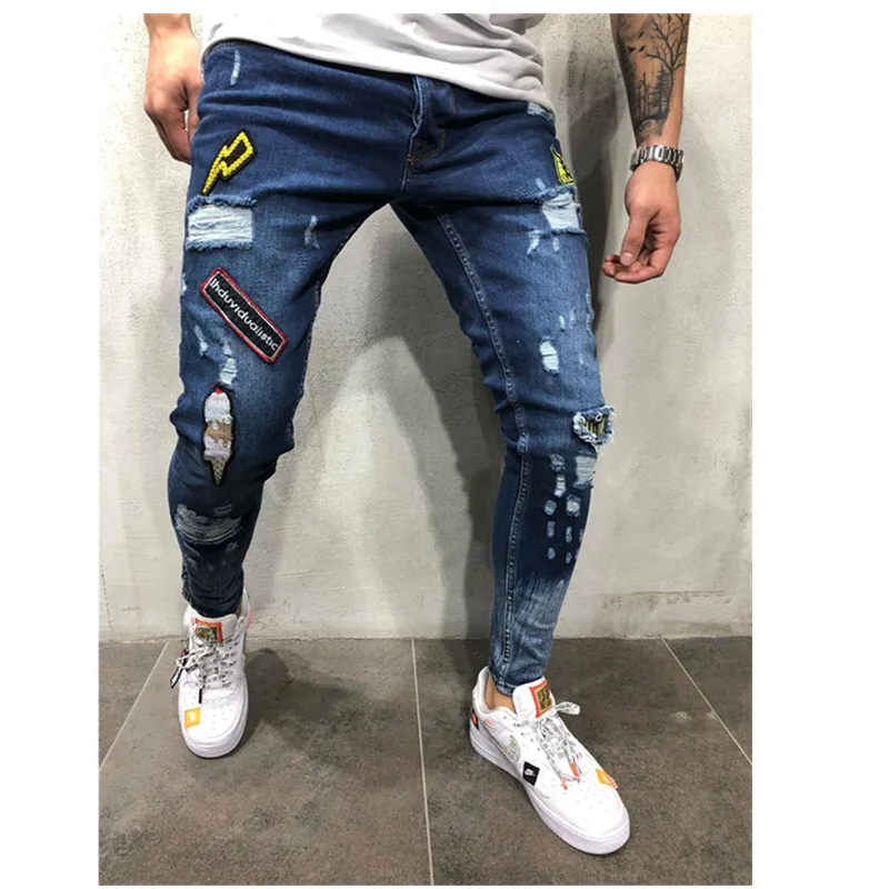 Dark blue Джинсы masculinos, джинсы justo Elastico colorido sólido nova moda, calsus justas masculinas, calsuas casuais masculinas, calç - Цвет: Dark blue